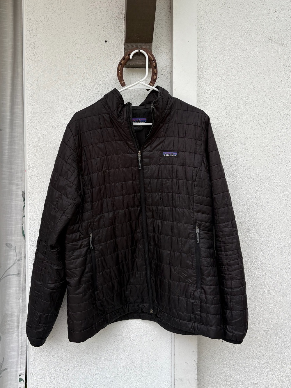 Women's Black Patagonia Nano Puff Jacket (XL)